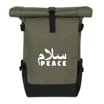 Salam Frieden - Muslim - Rolltop Rucksack - Olive/Schwarz - Vorne