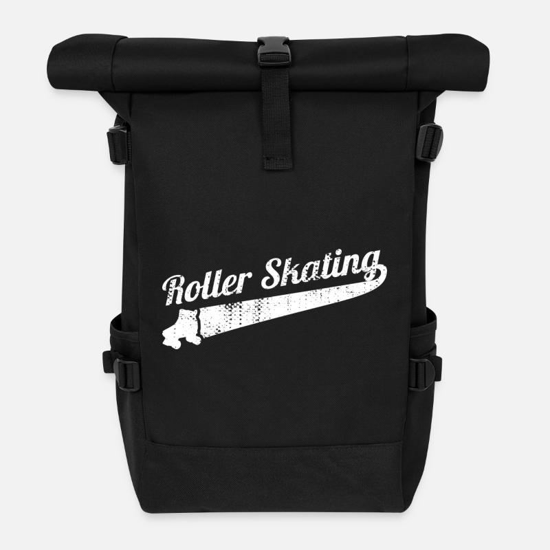 80er Jahre Rollschuhlaufen - Rolltop Rucksack - Schwarz