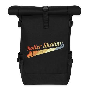 Vintage Rollschuhlaufen - Rolltop Rucksack - Schwarz - Vorne