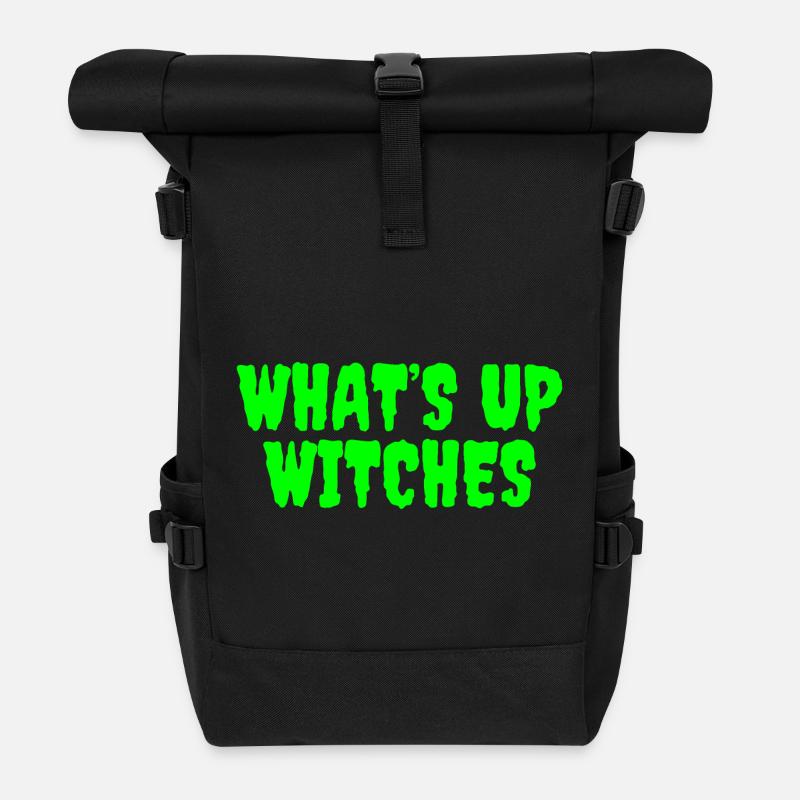 Lebendiges Grün Whats Up Hexen Design - Rolltop Rucksack - Schwarz