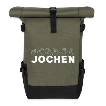 Gebärdensprache Jochen - Rolltop Rucksack - Olive/Schwarz - Vorne