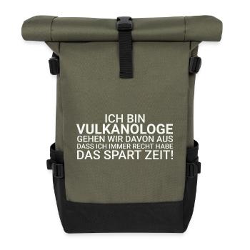 Volcanologist Save time Volcanology - Roll Top Backpack - olive/black - Front