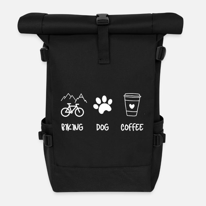 Cyclist Dog Kaffee - Rolltop Rucksack - Schwarz