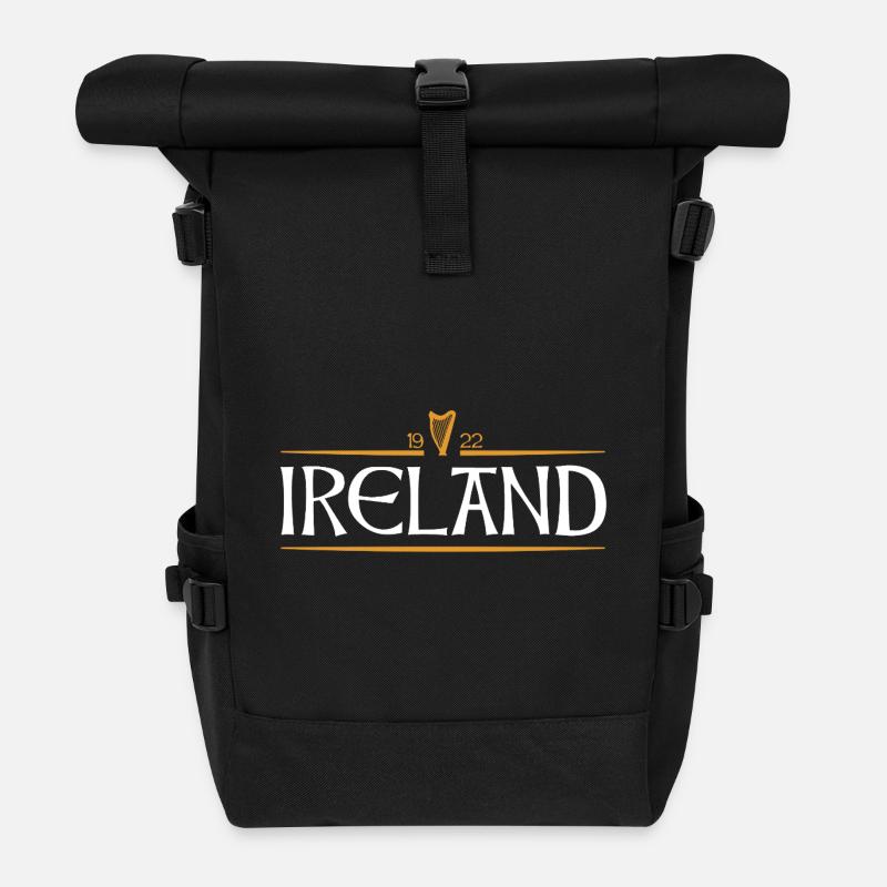 Ireland - Irland - Ire - irisch - Harfe - Rolltop Rucksack - Schwarz