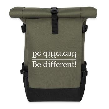 Be different contrast typography - Roll Top Backpack - olive/black - Front