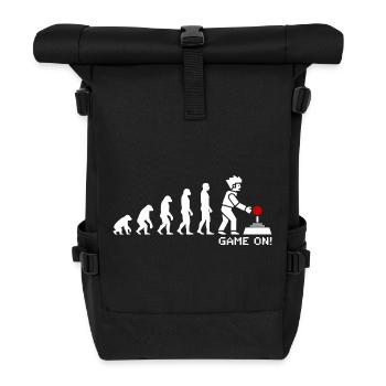 Game On Evolution: Gaming Button Gamer Nerd - Rolltop Rucksack - Schwarz - Vorne