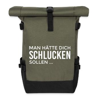 man hätte dich schlucken sollen - Rolltop Rucksack - Olive/Schwarz - Vorne