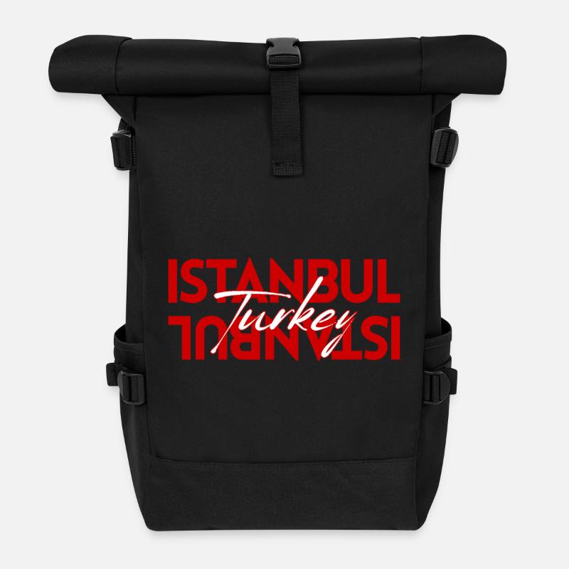Die moderne Istanbul-Türkei spiegelt die typografische Kunst wider - Rolltop Rucksack - Schwarz