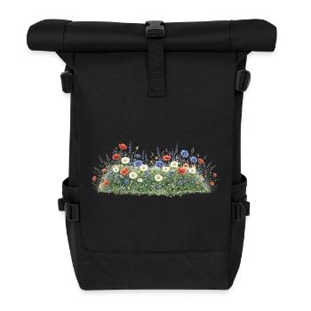 Colorful wildflower meadow with daisies - Roll Top Backpack - black - Front