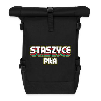 Staszyce Piła. Name des Retro-Bezirks - Rolltop Rucksack - Schwarz - Vorne