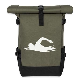 Swimmers silhouette in the water - Roll Top Backpack - olive/black - Front