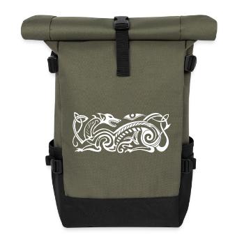 Celtic hunting dog (white) - Roll Top Backpack - olive/black - Front