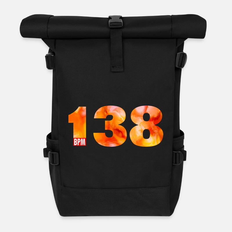 138 BPM - Pure Uplifting Energy - Rolltop Rucksack - Schwarz