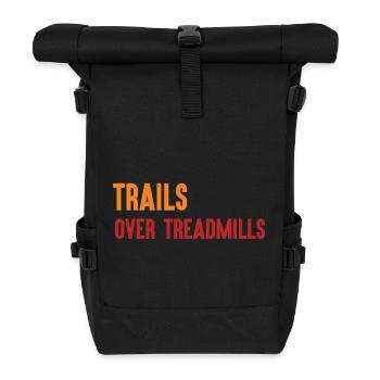 Trailrunning - Trails über Laufbänder - Rolltop Rucksack - Schwarz - Vorne