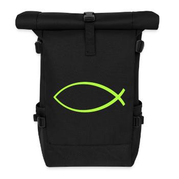 Ichtus poisson pomme vert - Sac à dos roll top - noir - Devant