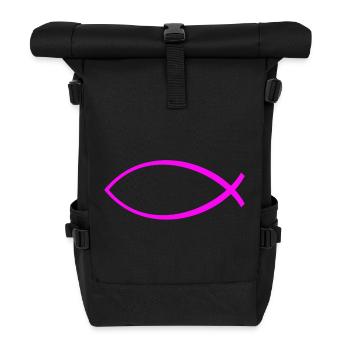 Ichtus poisson rose uni - Sac à dos roll top - noir - Devant
