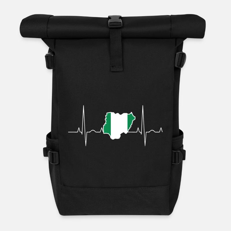 Nigeria Herzschlag - Rolltop Rucksack - Schwarz
