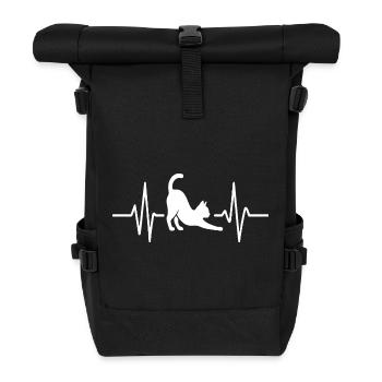 Cat Stretch Heartbeat - Roll Top Backpack - black - Front