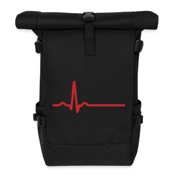 Red Ecg Line Icon  - Roll Top Backpack - black - Front
