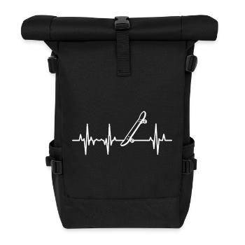 Skateboard ECG Heart Line - Roll Top Backpack - black - Front