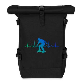 skater Power Skateboarding Design - Roll Top Backpack - black - Front