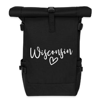 Wisconsin Heart Women's Love Wisconsin - Rolltop Rucksack - Schwarz - Vorne