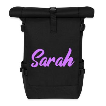 Sarah Namensschrift Druck - Rolltop Rucksack - Schwarz - Vorne