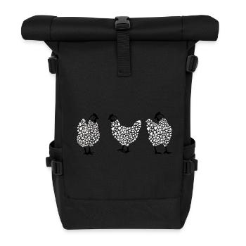 Fans de poulet - Coq - Coq - Poulet fleur - Bio - Sac à dos roll top - noir - Devant