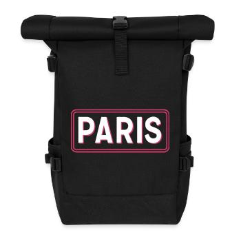 Paris Neon Sign Pink Frame - Roll Top Backpack - black - Front