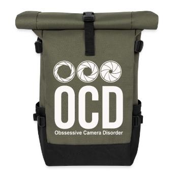 ocd photographer funny - Roll Top Backpack - olive/black - Front
