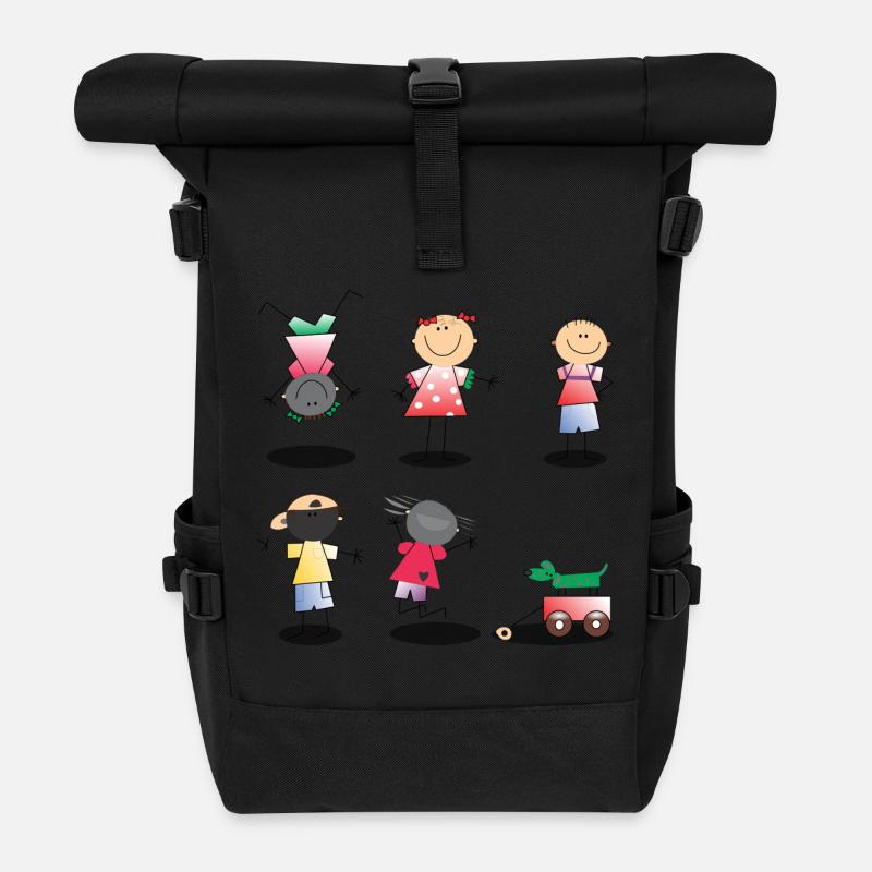 Kinder - Rolltop Rucksack - Schwarz