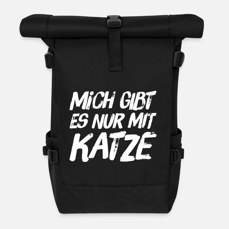 Katzen TShirt - Mich gibt es nur mit KATZE - Rolltop Rucksack - Schwarz