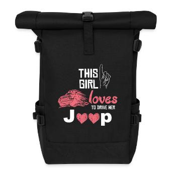Jeep Fahrerin Liebe Geländewagen Offroad Geschenk - Rolltop Rucksack - Schwarz - Vorne