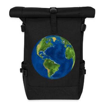 Weltkugel - Rolltop Rucksack - Schwarz - Vorne