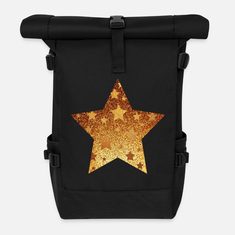 Stern mit Sternchen - Gold Geschenk Geschenkidee - Rolltop Rucksack - Schwarz