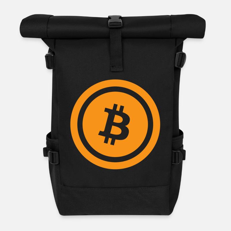 Bitcoin Logo - Rolltop Rucksack - Schwarz