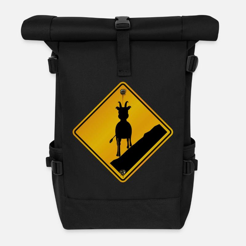 Danger roadsign traversee de dahu - Sac à dos roll top - noir