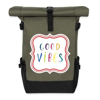 Good Vibes Geschenk - Rolltop Rucksack - Olive/Schwarz - Vorne