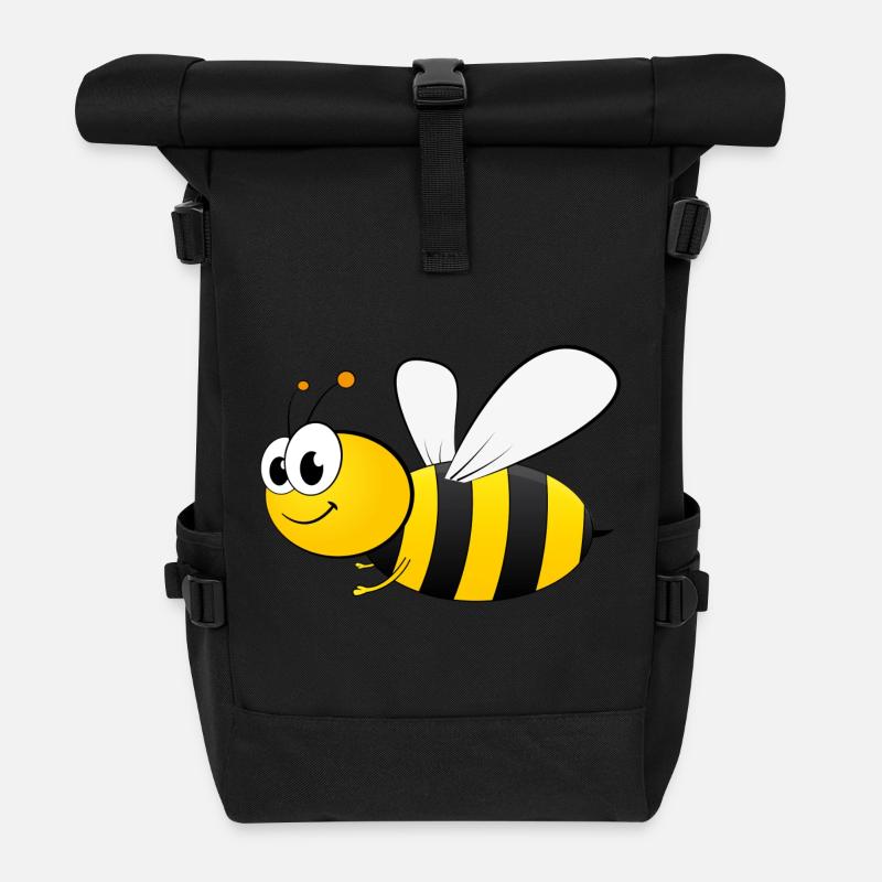 fleißiges Bienchen - Rolltop Rucksack - Schwarz