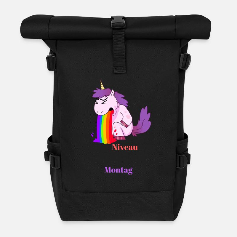 Einhorn Comic Sprüche Design - Rolltop Rucksack - Schwarz