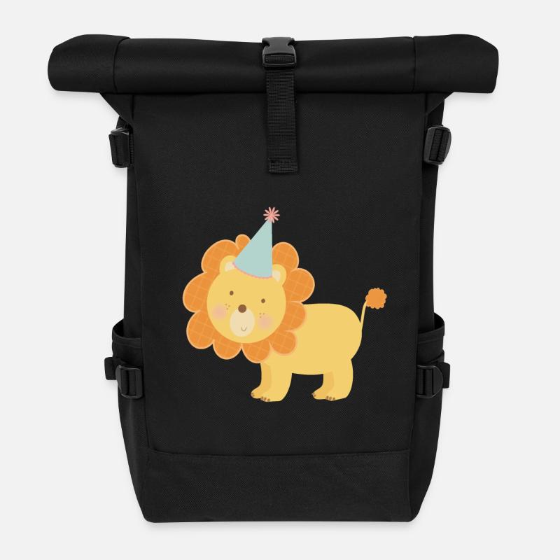 Illustration Leo Design Bébé Anniversaire - Sac à dos roll top - noir
