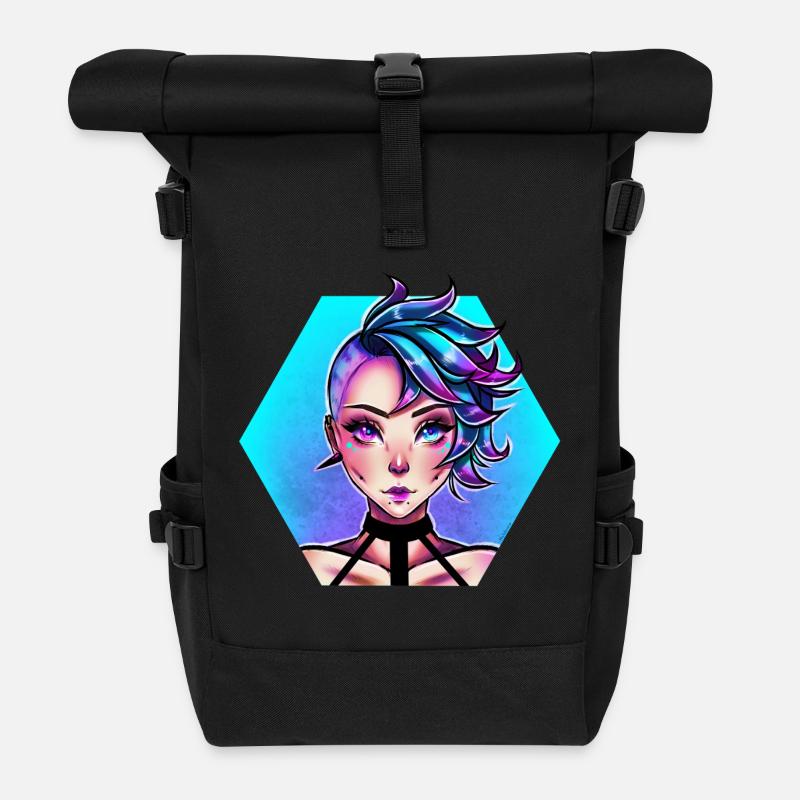 blau Punk - Rolltop Rucksack - Schwarz