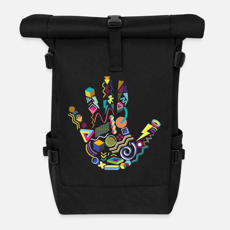 Achtziger Hand - Rolltop Rucksack - Schwarz