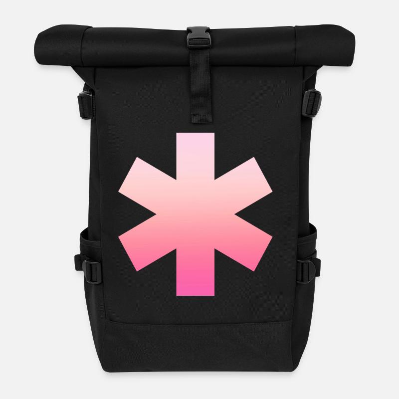 Pinkes schlichtes großes einfaches 6-Kreuz Design - Rolltop Rucksack - Schwarz