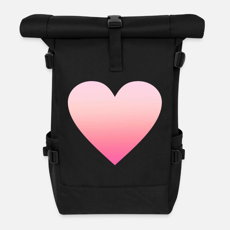 Einfaches schlichtes Pinkes Herz Design/Symbol - Rolltop Rucksack - Schwarz