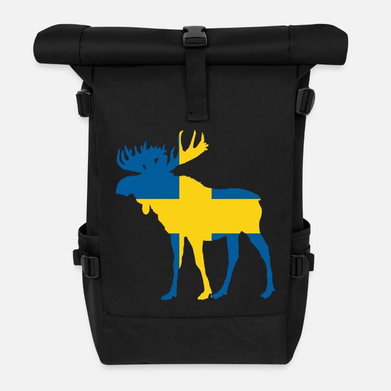 Elch Schweden - Rolltop Rucksack - Schwarz