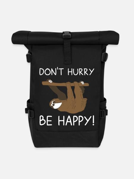 sloth - Roll Top Backpack - black