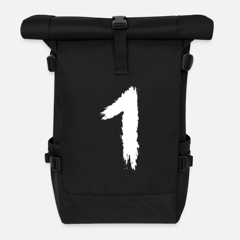 Zahl 1 Nummer Eins - Rolltop Rucksack - Schwarz