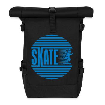 Patinage rétro rétro circulaire bleu - Sac à dos roll top - noir - Devant