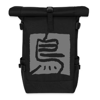 Vogel (Tori) Japanisches Schriftzeichen - Rolltop Rucksack - Schwarz - Vorne